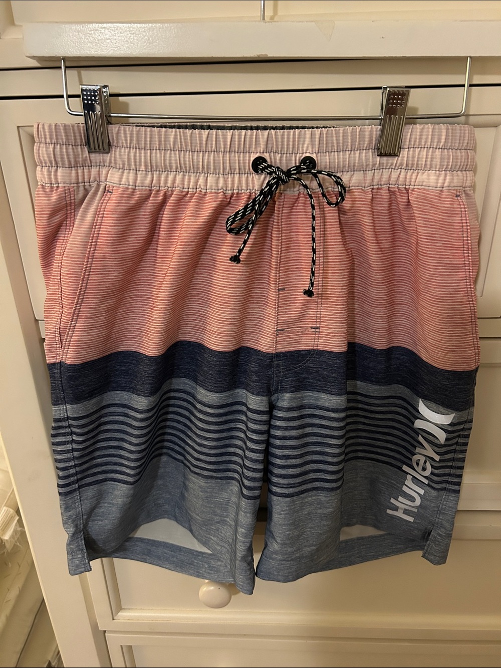 Hurley Pink and Navy Stripe Hybrid Shorts